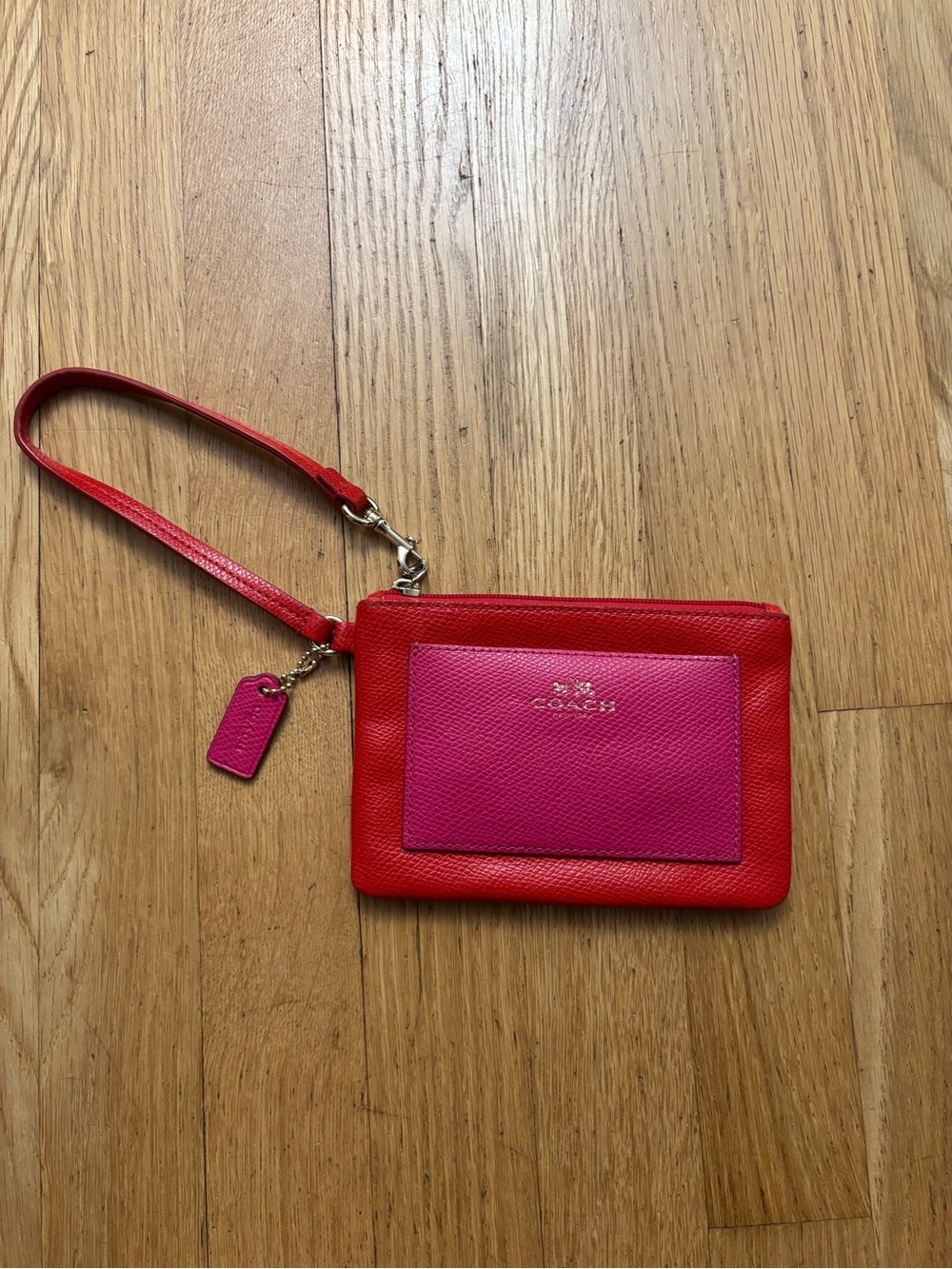 Coach Wristlet Cardinal & Pink Ruby Colorblock
